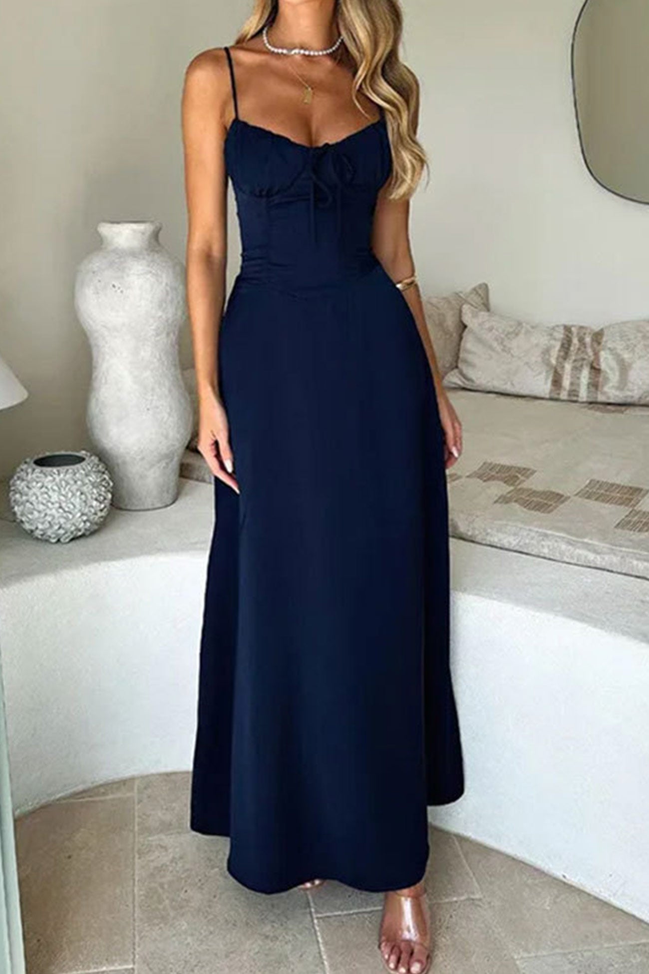 Tie-up Corset A-line Cami Dress - Fashionpara