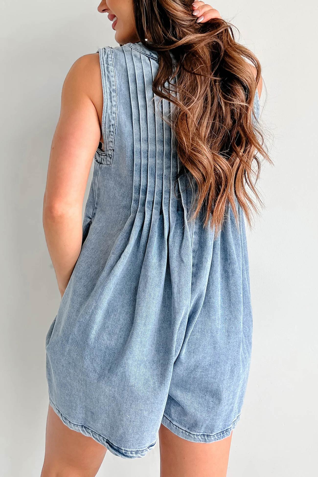 Tie-up Sleeveless Denim Rompers - Fashionpara