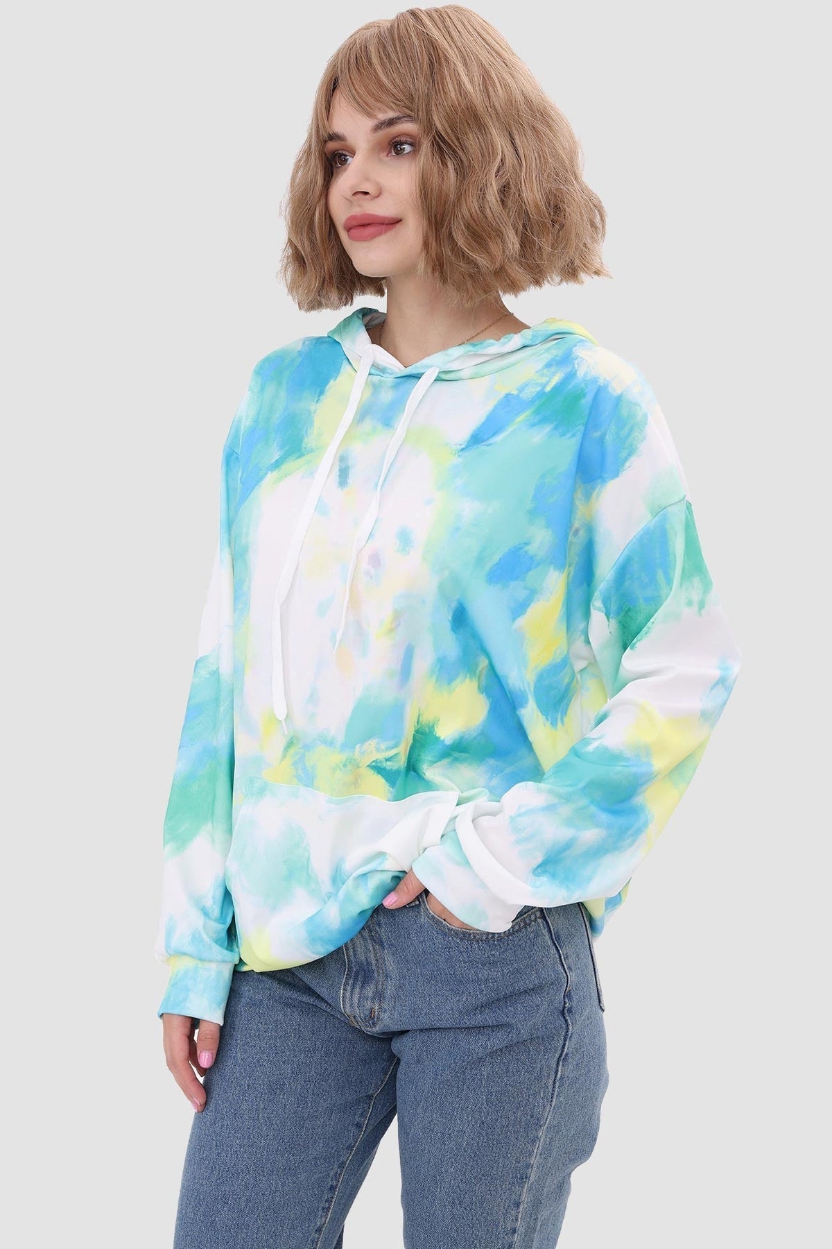 With Tie Hoodie Dye Drawstring 7