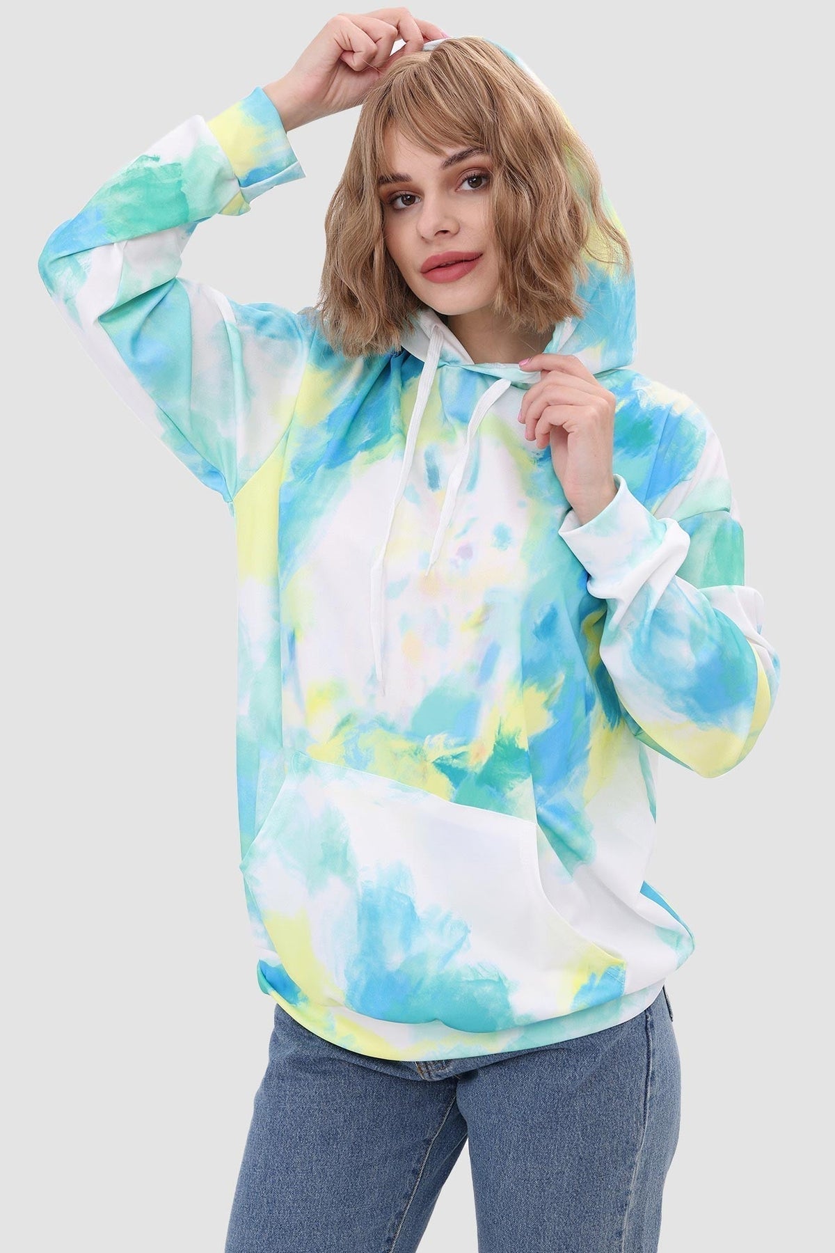 With Tie Hoodie Dye Drawstring 8