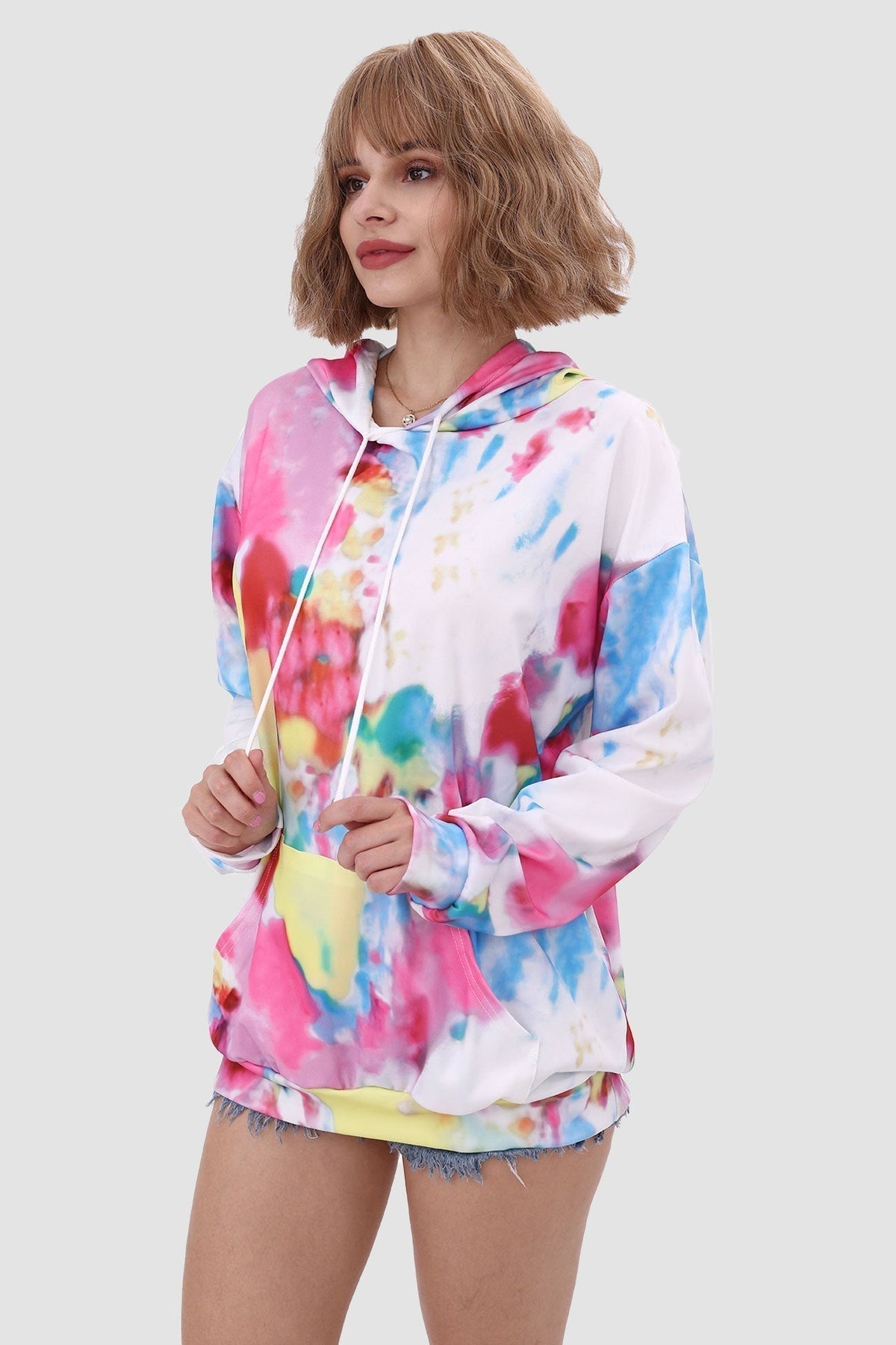 With Tie Hoodie Dye Drawstring 4
