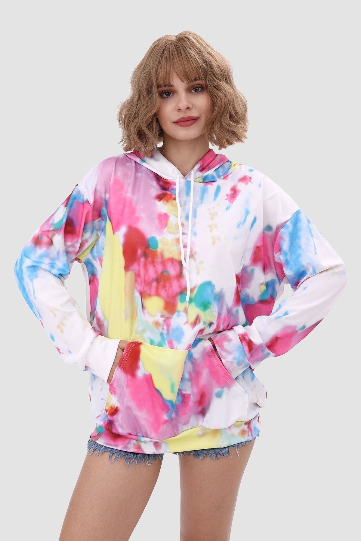 With Tie Hoodie Dye Drawstring 3
