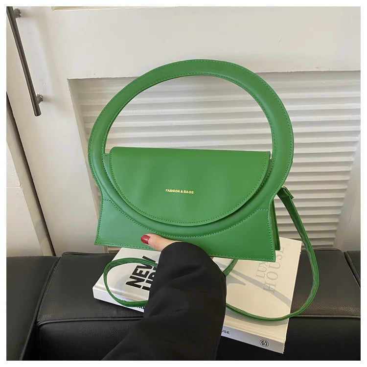 Top Brand Round Handle Luxury Leather Crossbody Handbag