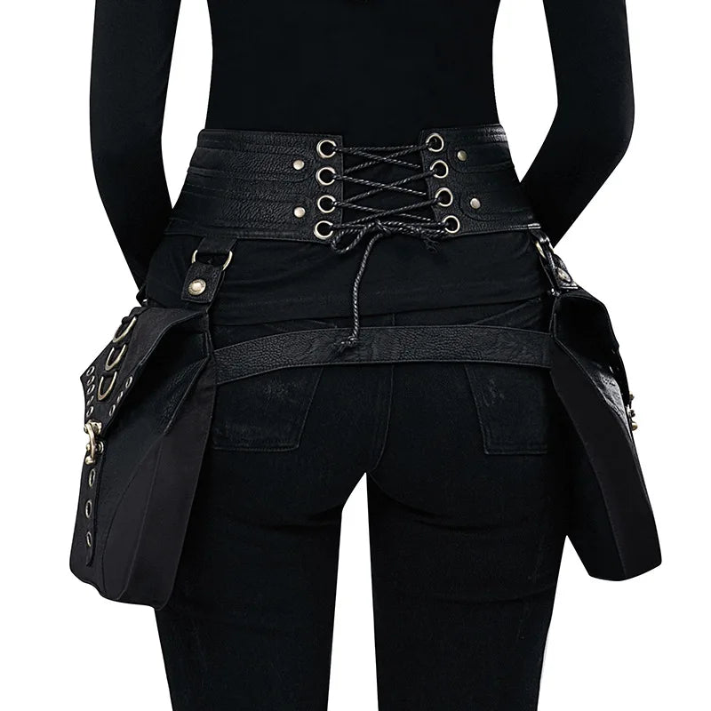 Punk Rivet Skull Retro Rock Waist Bag Gothic Shoulder Bag - Fashionpara