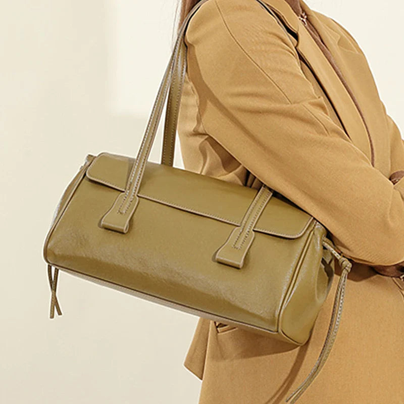 Cow Genuine Leather Luxury Satchel Shoulder Bag