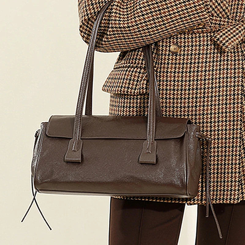 Cow Genuine Leather Luxury Satchel Shoulder Bag