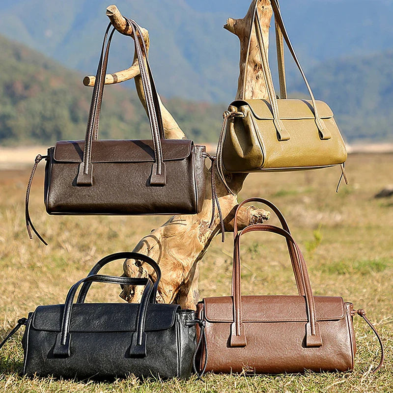 Cow Genuine Leather Luxury Satchel Shoulder Bag