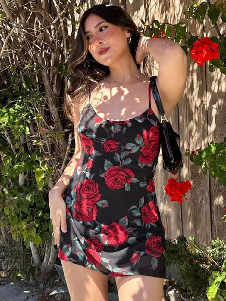 Spliced U-Neck Suspender Mini Dress