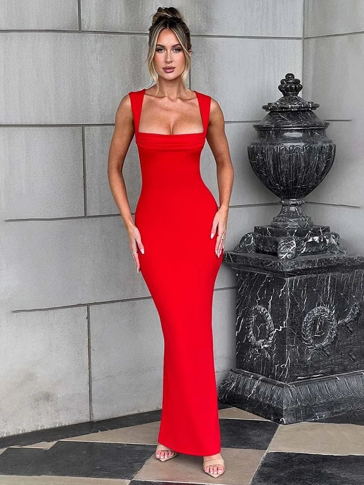 Elegant Maxi Slim Bodycon Vacation Dress