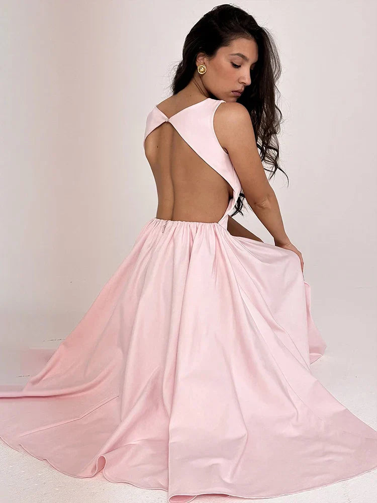 Elegant Pleated A-line Vacation Dress