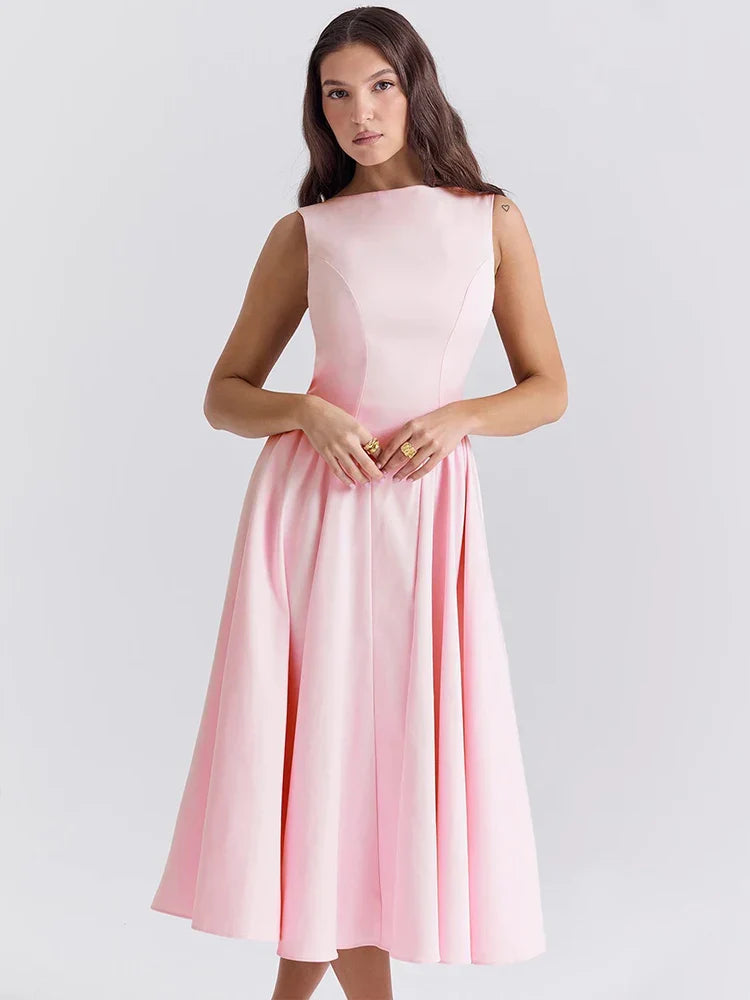 Elegant Pleated A-line Vacation Dress