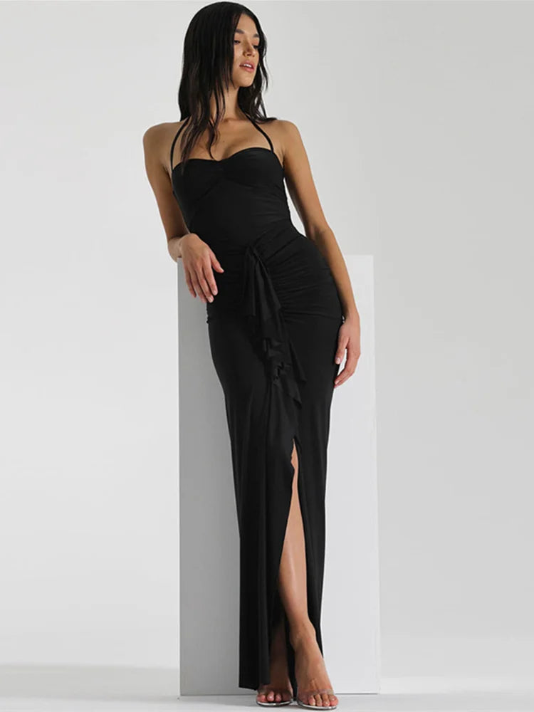 Pleated Strapless Maxi Vacation Dress