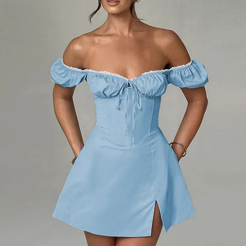 Waist Wrap A-line Off Shoulder Vacation Dress