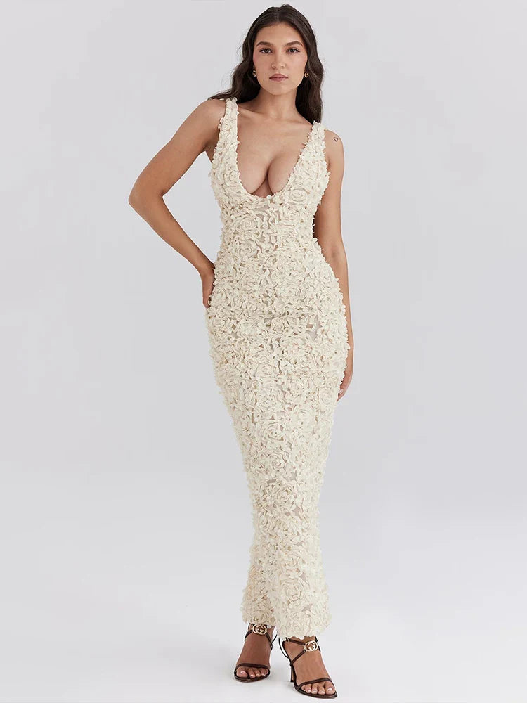 Floral Slim Bodycon Maxi Vacation Dress