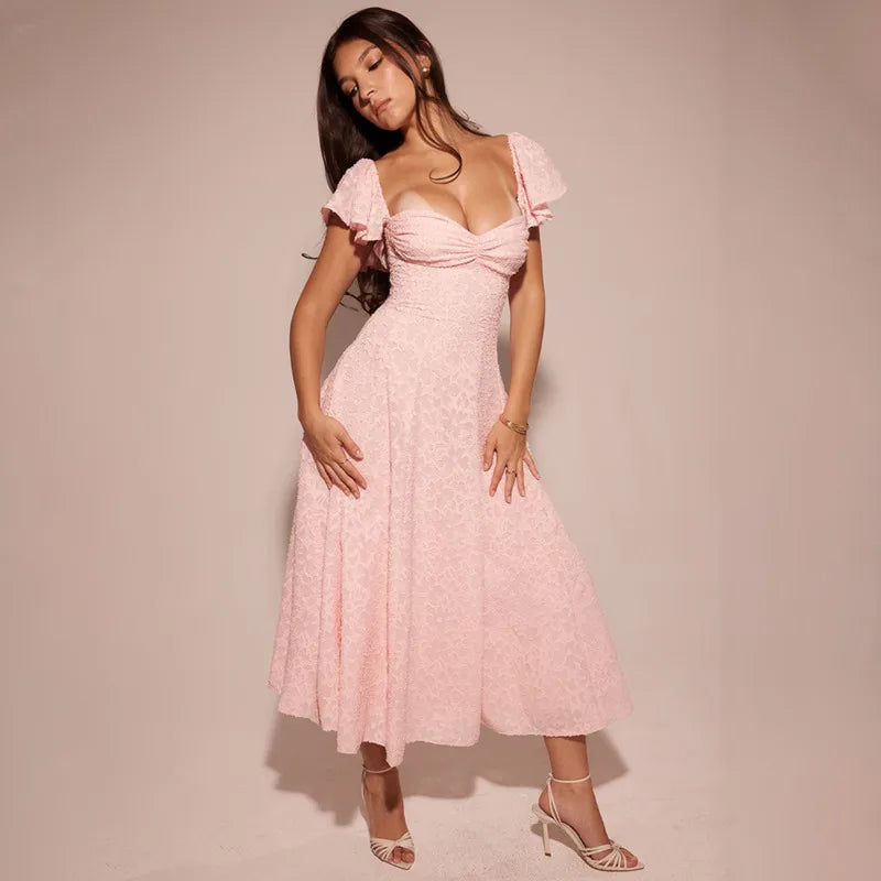 Floral Waist Wrap A-line Vacation Dress