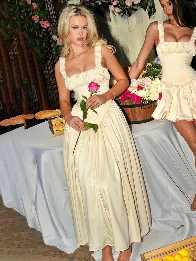 Pleated A-line Elegant Vacation Dress