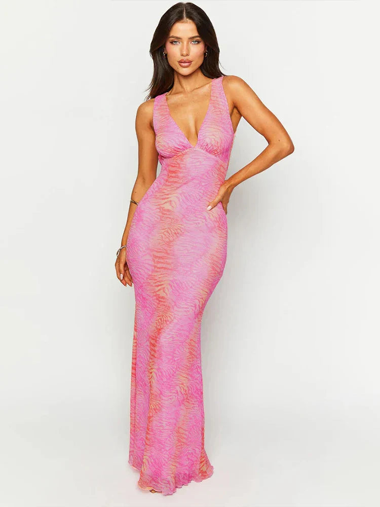 Print Elegant Maxi Vacation Dress