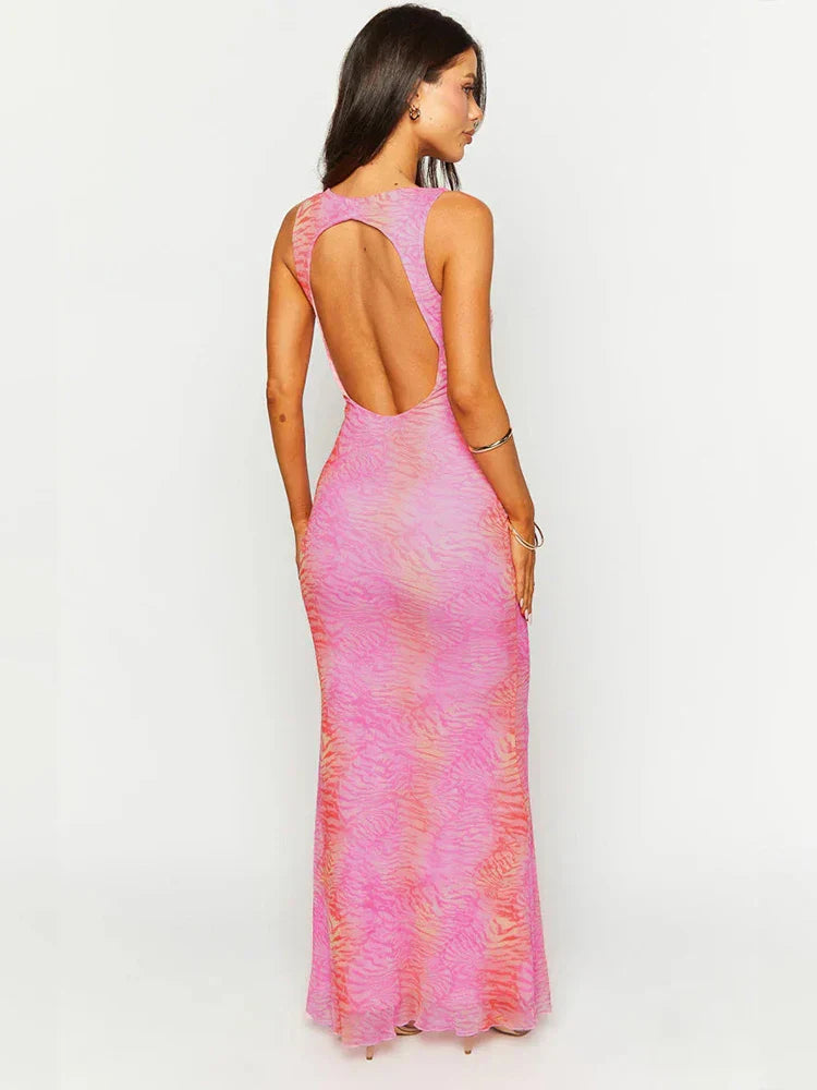 Print Elegant Maxi Vacation Dress