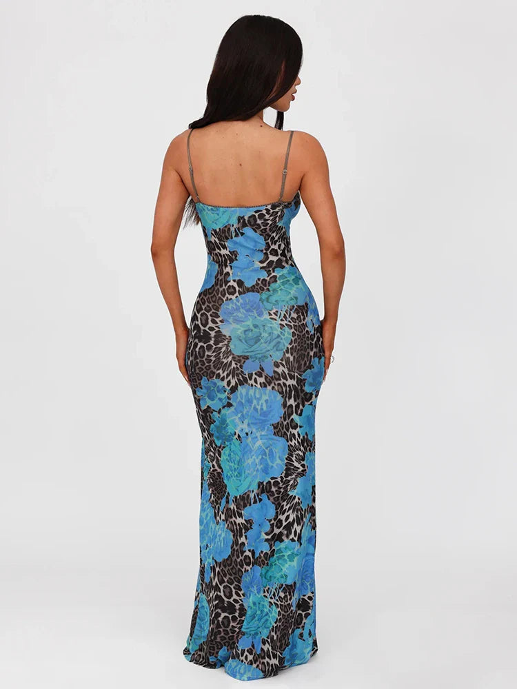 Print Slim Bodycon Maxi Vacation Dress