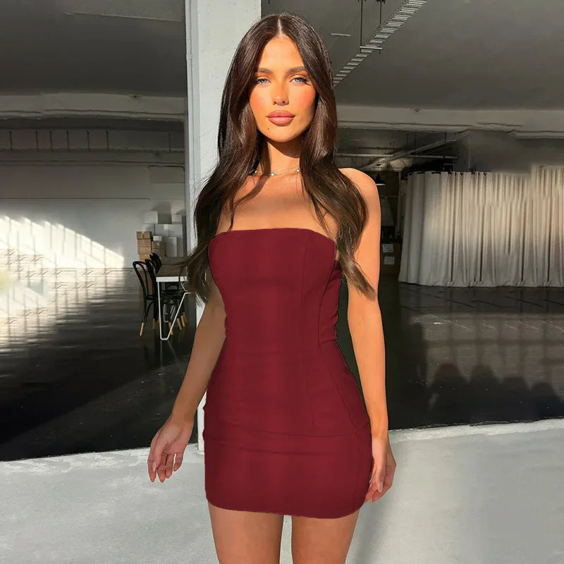 Slim Bodycon Strapless Vacation Dress