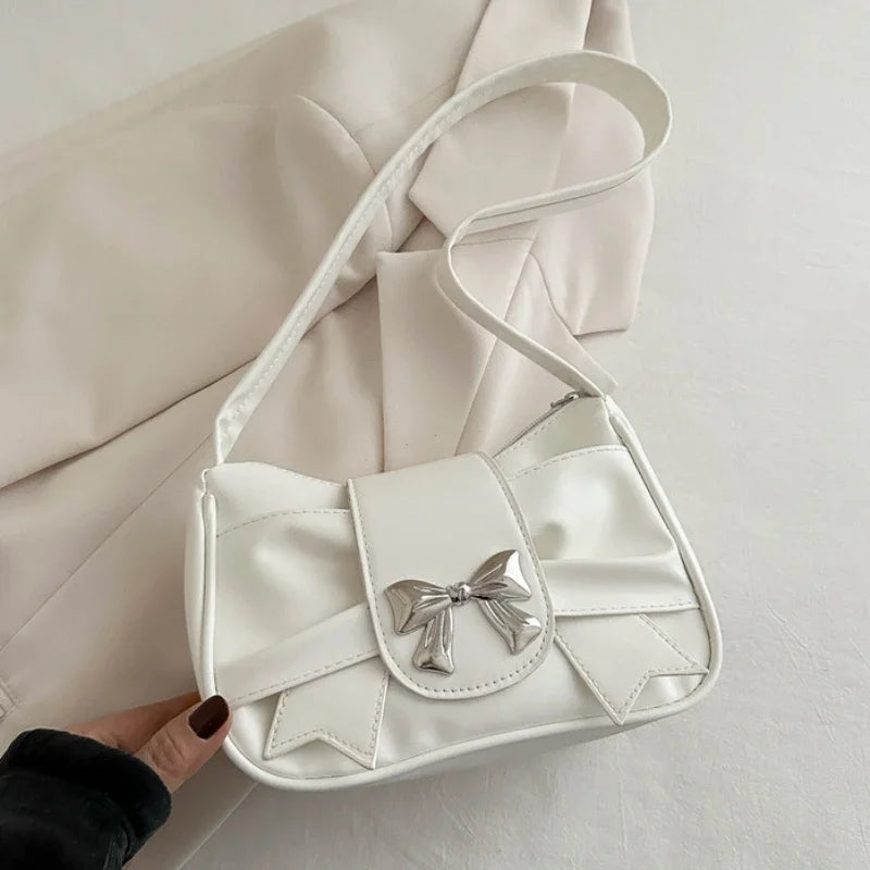 Bow PU Leather Casual Shoulder Handbag