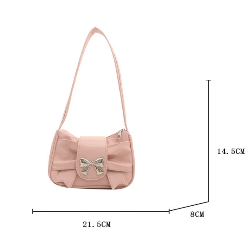 Bow PU Leather Casual Shoulder Handbag