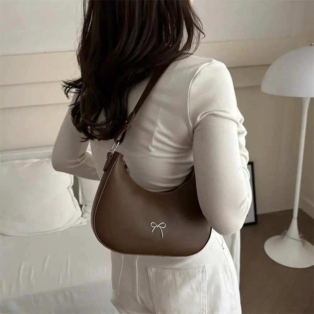 Bowknot Solid PU Leather Shoulder Bag