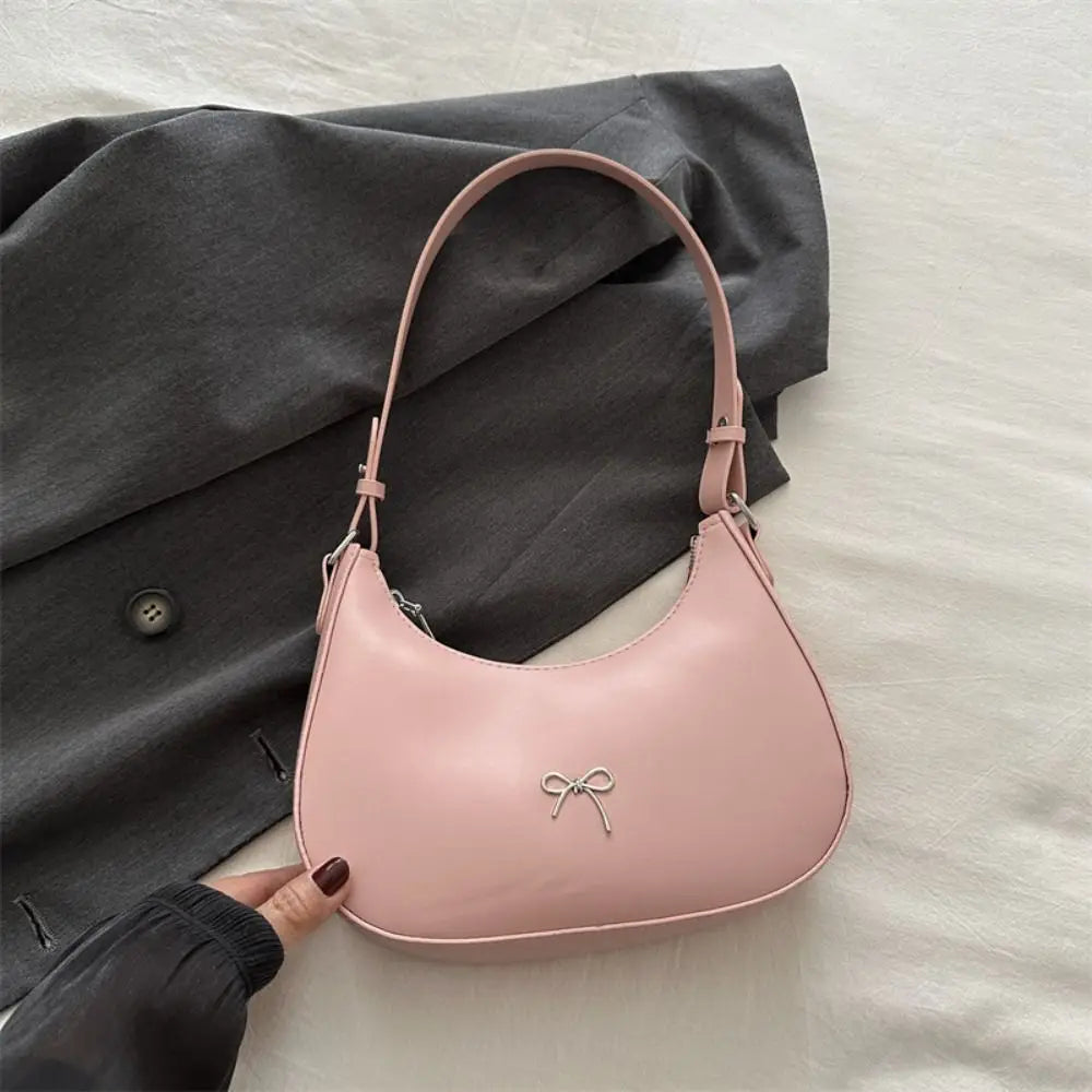 Bowknot Solid PU Leather Shoulder Bag