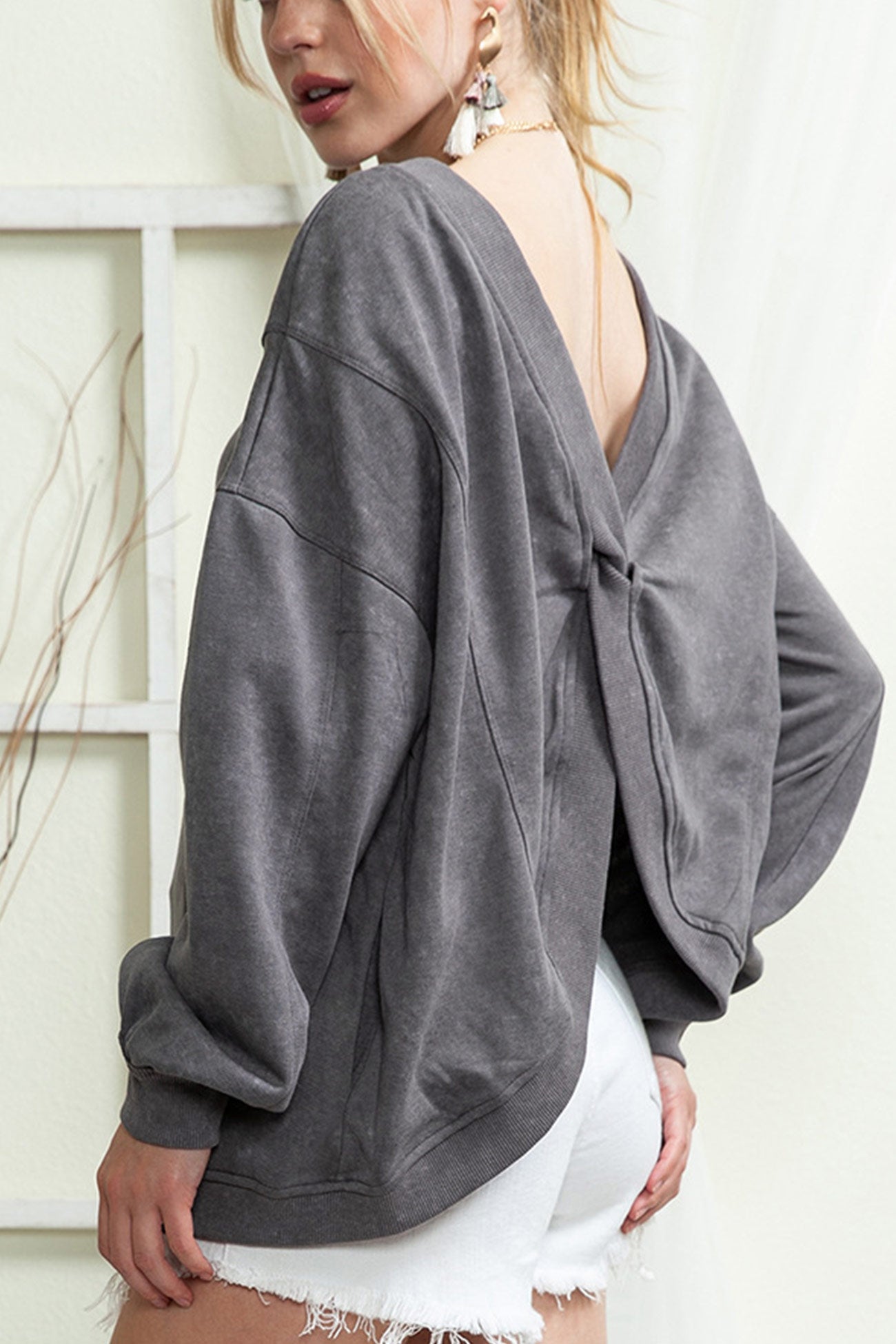 Twisted-back Pocketed Ribbed Tops