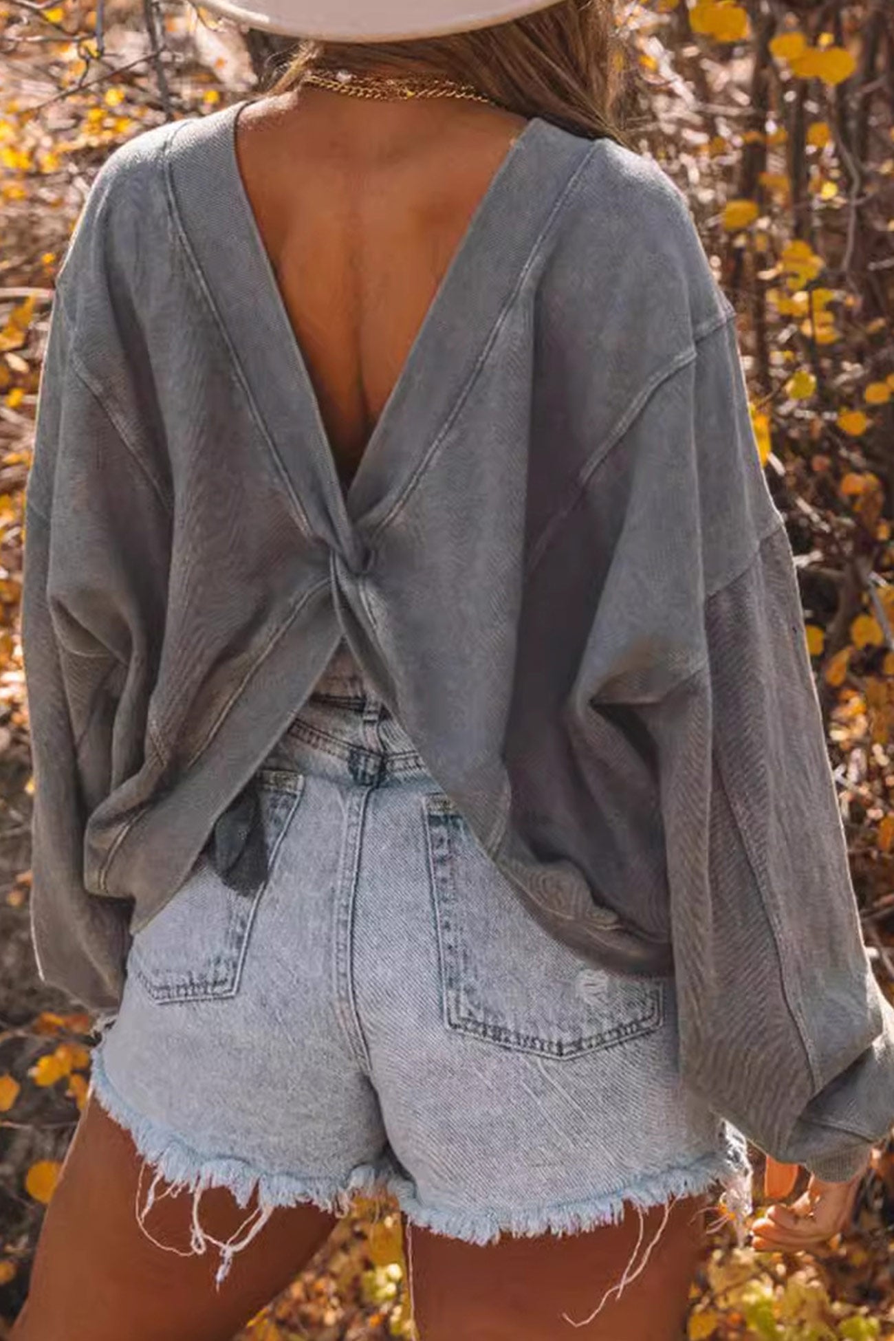 Twisted-back Pocketed Ribbed Tops