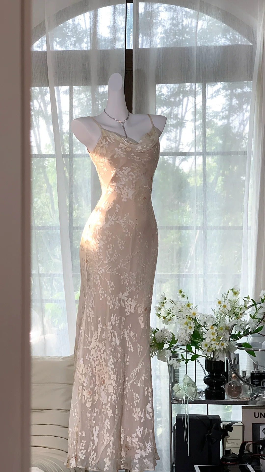 Charming Spaghetti Straps Chiffon Print Floral Mermaid Prom Dress Birthday Party Dress D1315