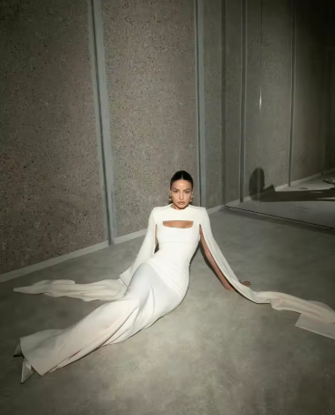 Pretty Mermaid Straps Long Prom Dress Evening Dress Formal Dress With Cape SD2184