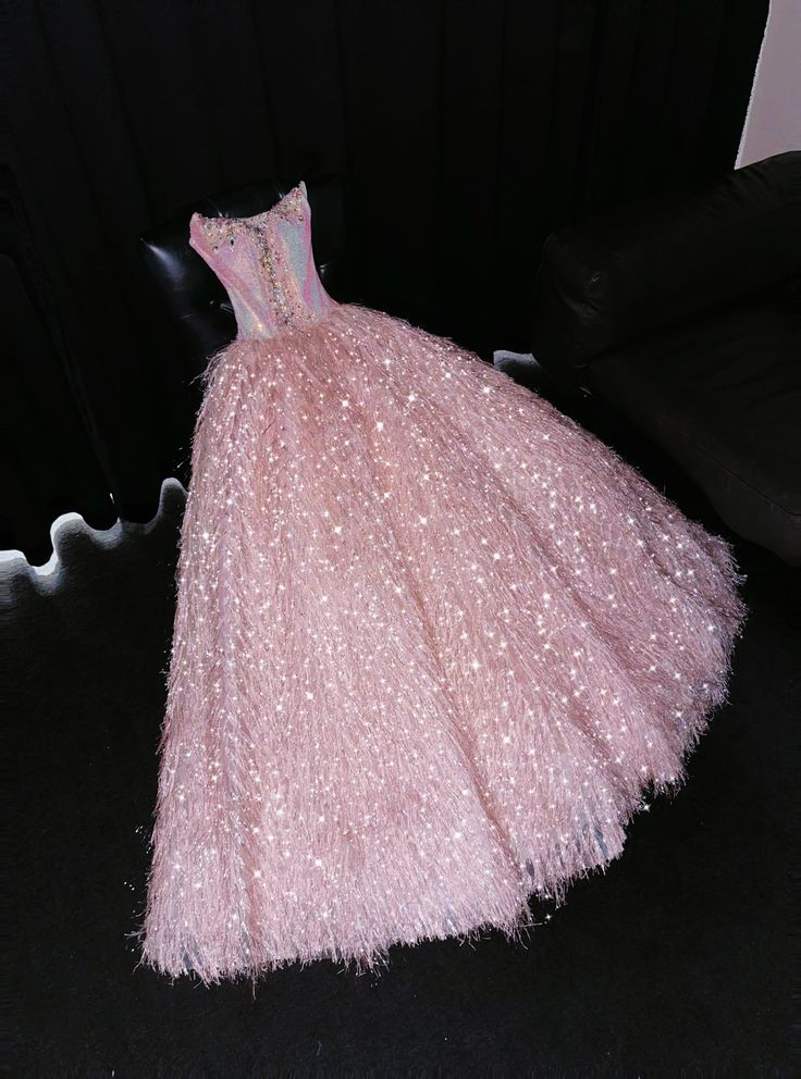 Gorgeous Pink Strapless Sequin Beaded Birthday Party Dress Formal Evening Dress D1224