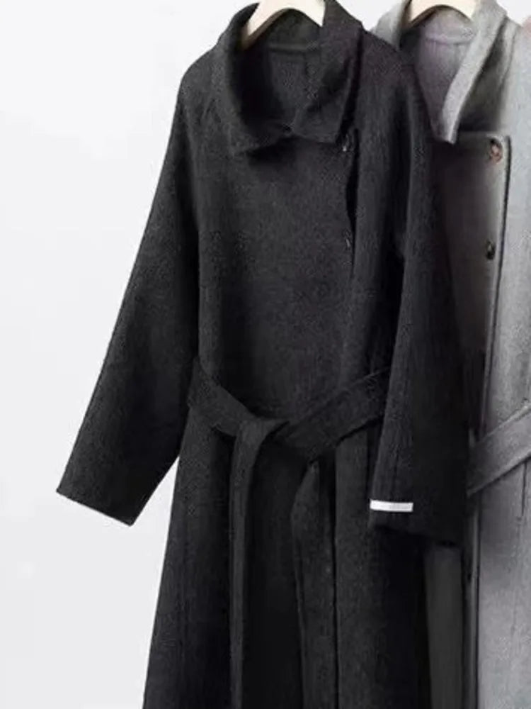 Elegant Turtleneck Wool Cashmere Overcoat