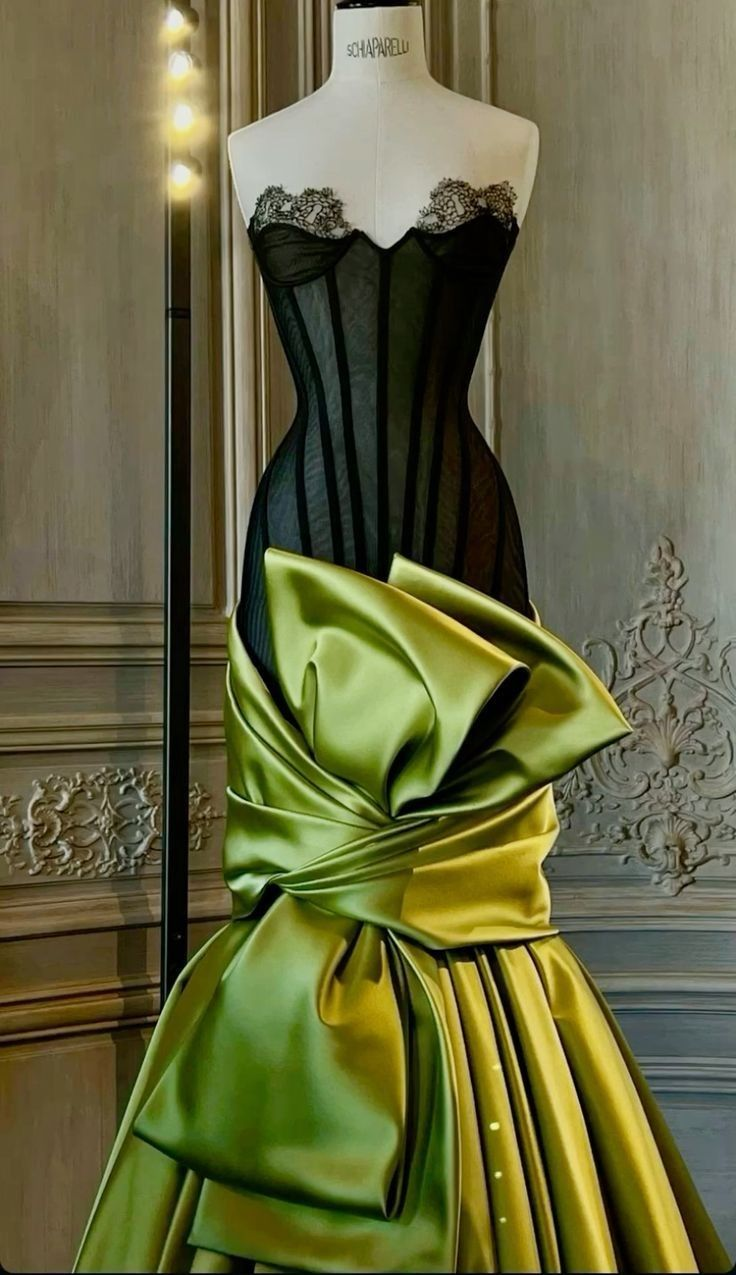 Chic Green Strapless Satin Bow Mermaid Evening Dress Long Party Gown D1235