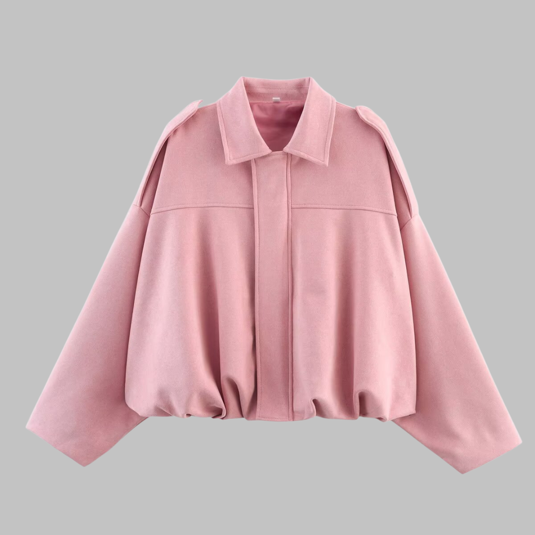 Suede Look Collared Drop Shoulder Bubble Hem Jacket 8