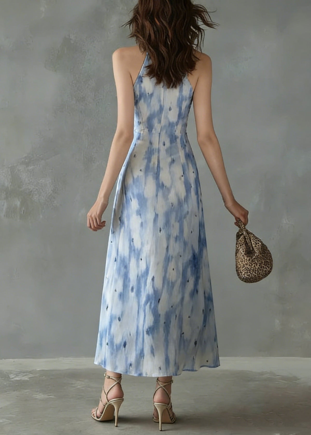 Unique Ruffled Print Slim Fit Chiffon Dress Sleeveless - View 2