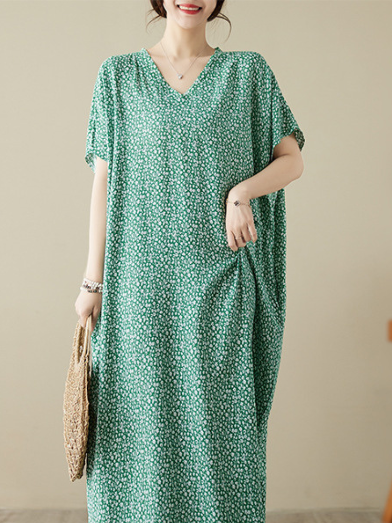The Lost Heart Cotton V-neck Kaftan Dress - Fashionpara