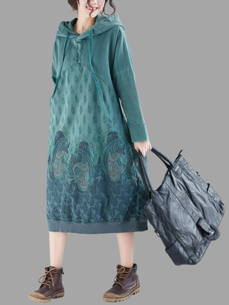 mid-length Hoodies, Oversize Sweatshirt With Styish Design, printed Hooded Sweater,peacock print hooded - Fashionpara