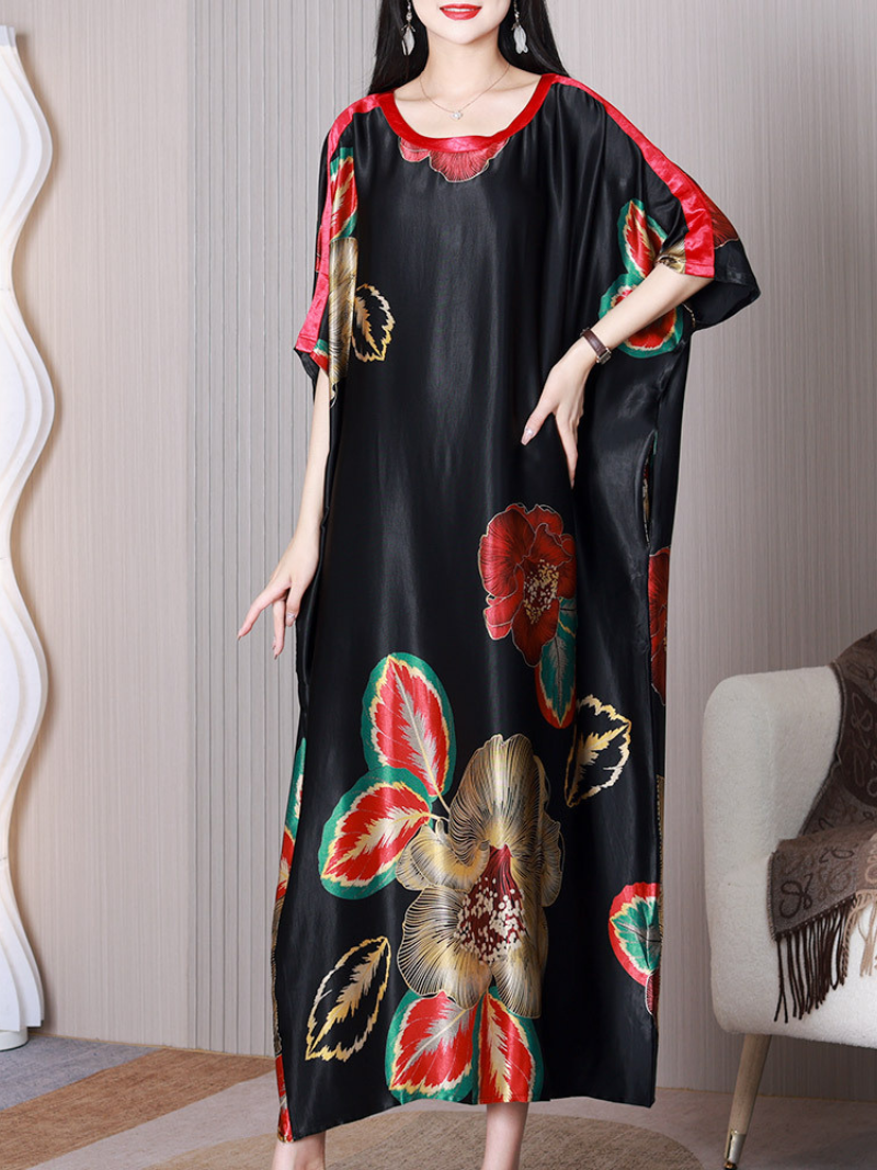 Sun Shine Round Neck Short Sleeves A-line Dress - Fashionpara