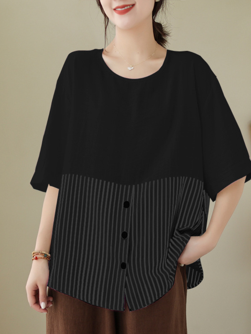 Sunshine Haven Graceful Striped Tops - Fashionpara