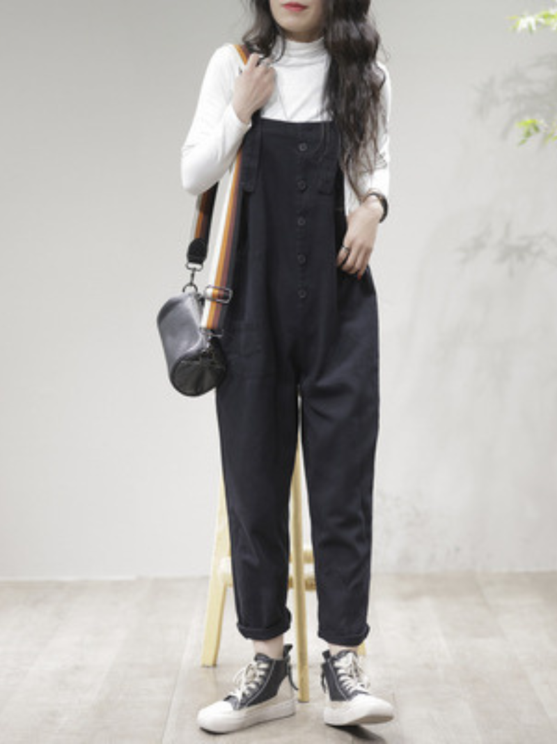 Stay Stylish Comfortable Loose Solid Dungarees - Fashionpara