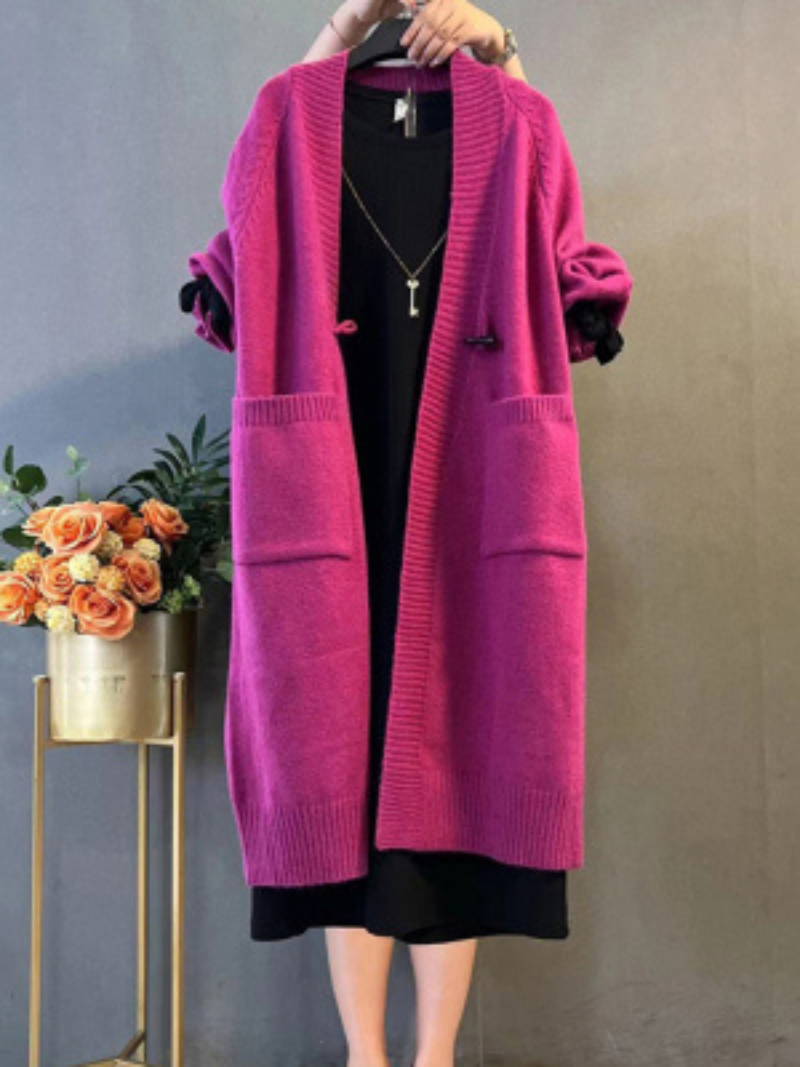 autumn winter plus size long loose knitted cardigan coat - Fashionpara