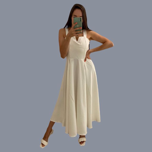 Sleeveless Sweetheart Wide Strap A-Line Midi Cocktail Dress - View 13