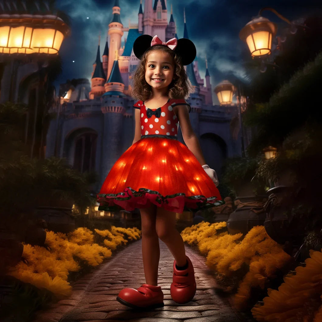 Polka Dot LED Light-Up Cap Sleeve Girls' Tutu Dress
