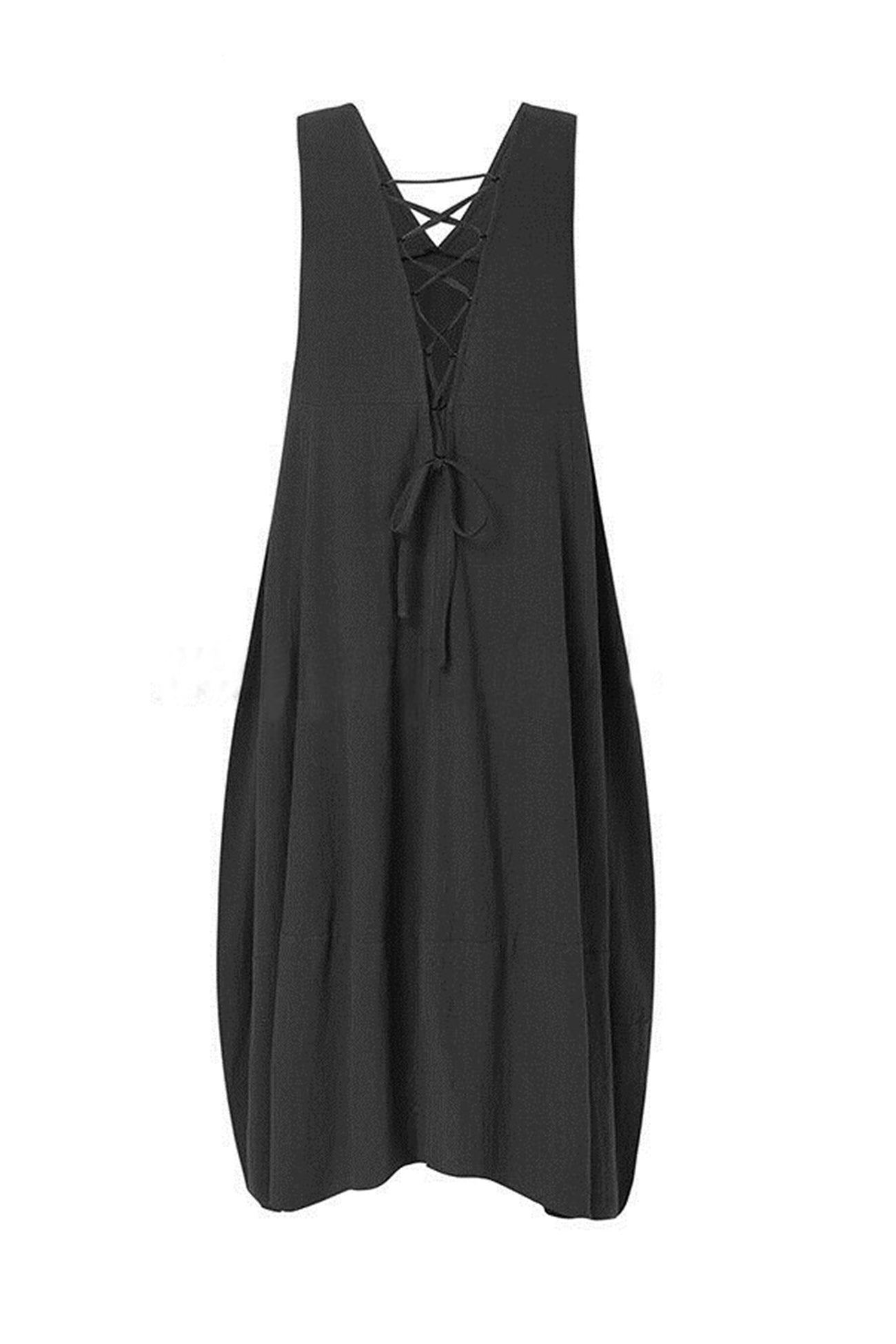 V Neck Pocketed Large Hem Sundress - Fashionpara