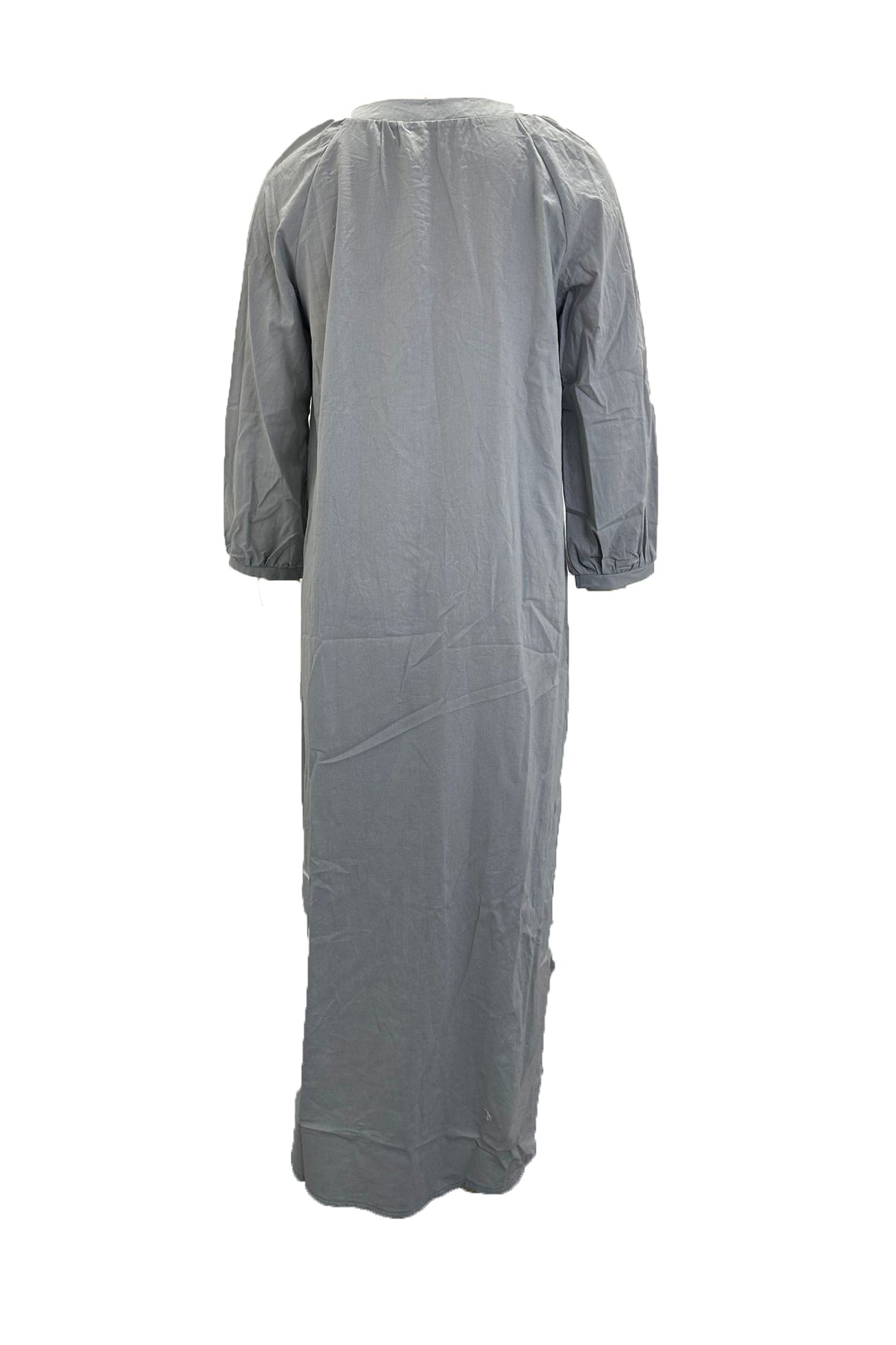 V Neck Single-breasted Long Sleeve Dress