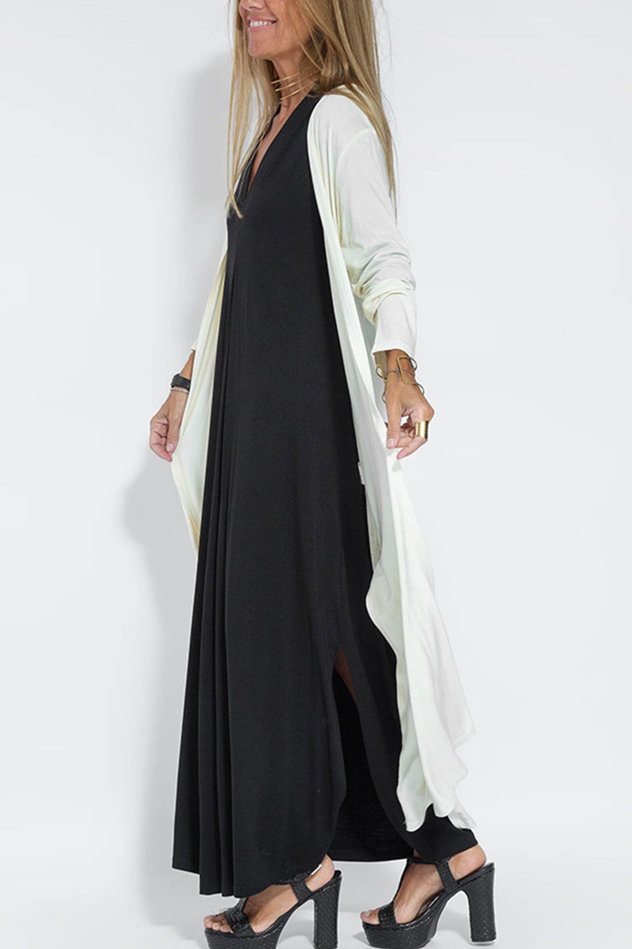 Stylish V Neck Tank Dress and Long Cardigan Set for You