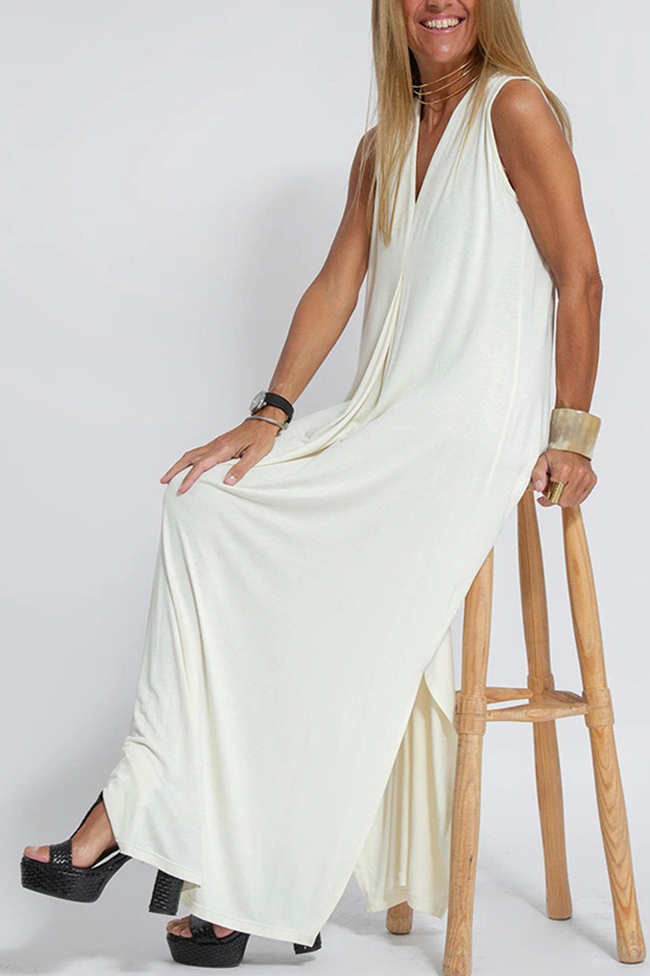 Stylish V Neck Tank Dress and Long Cardigan Set for You