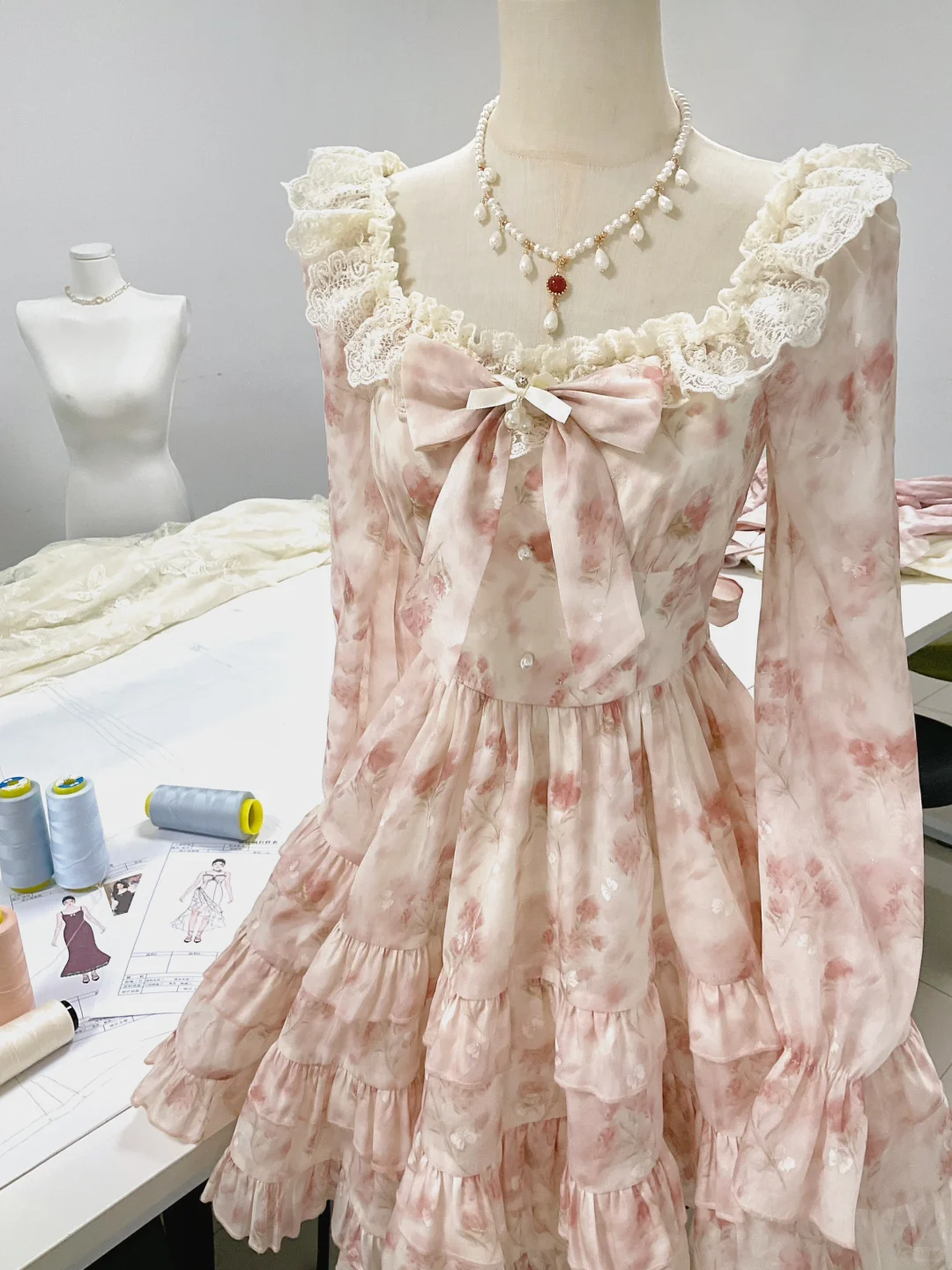 Pretty Pink Chiffon Print Layered Ruffles Short Party Dress Homecoming Dress D017